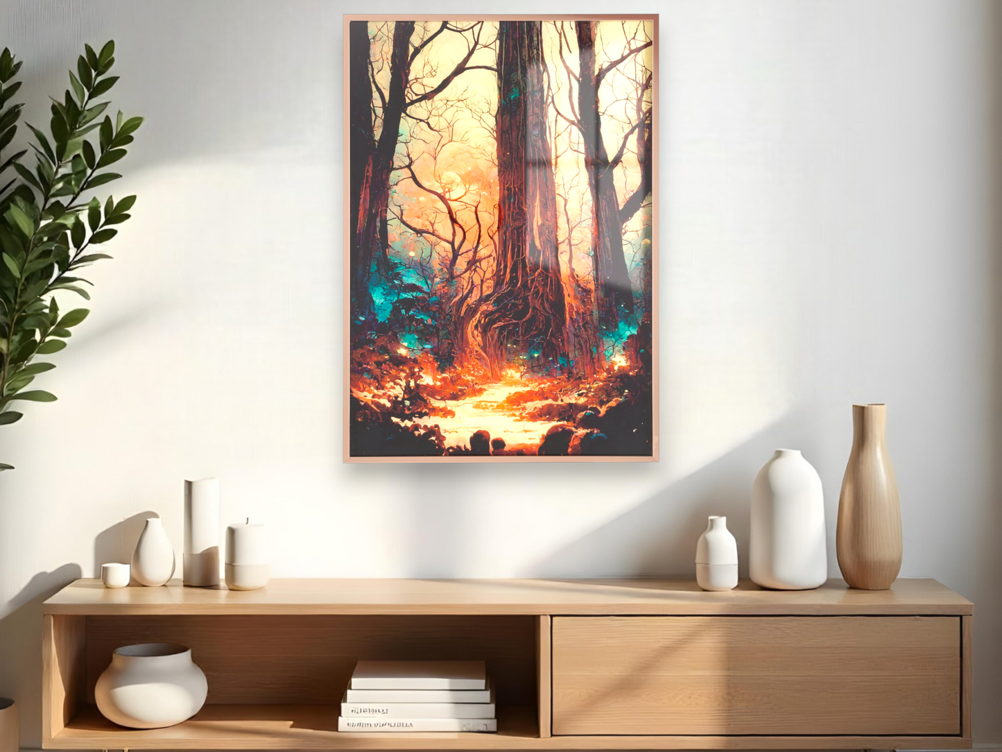 Forest night fantasy 3d Illustration Wall Art