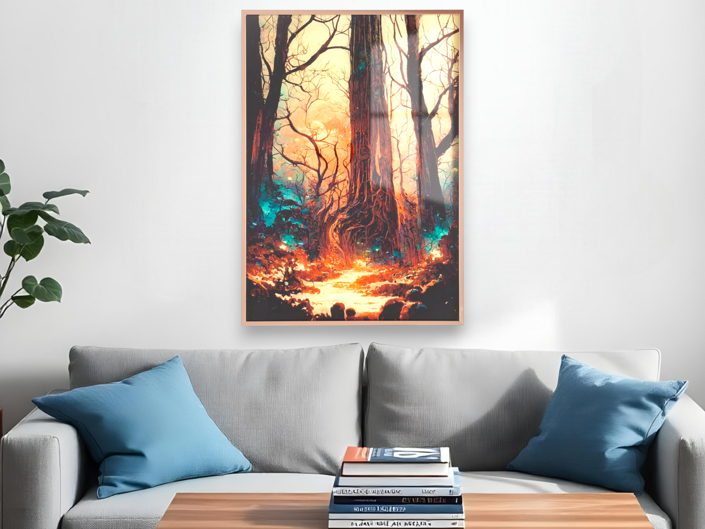 Forest night fantasy 3d Illustration Wall Art