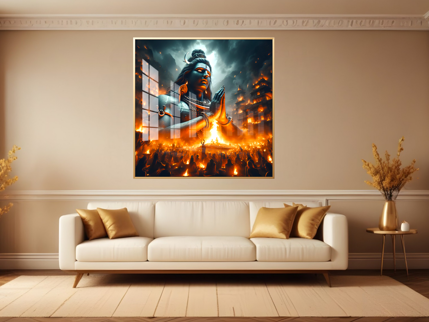 Lord Shiva Amongst Blazing Flames Premium Acrylic Wall Art