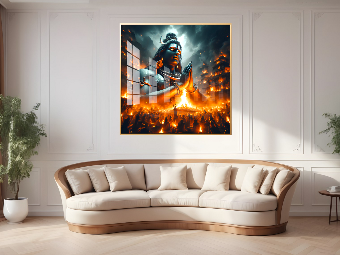 Lord Shiva Amongst Blazing Flames Premium Acrylic Wall Art