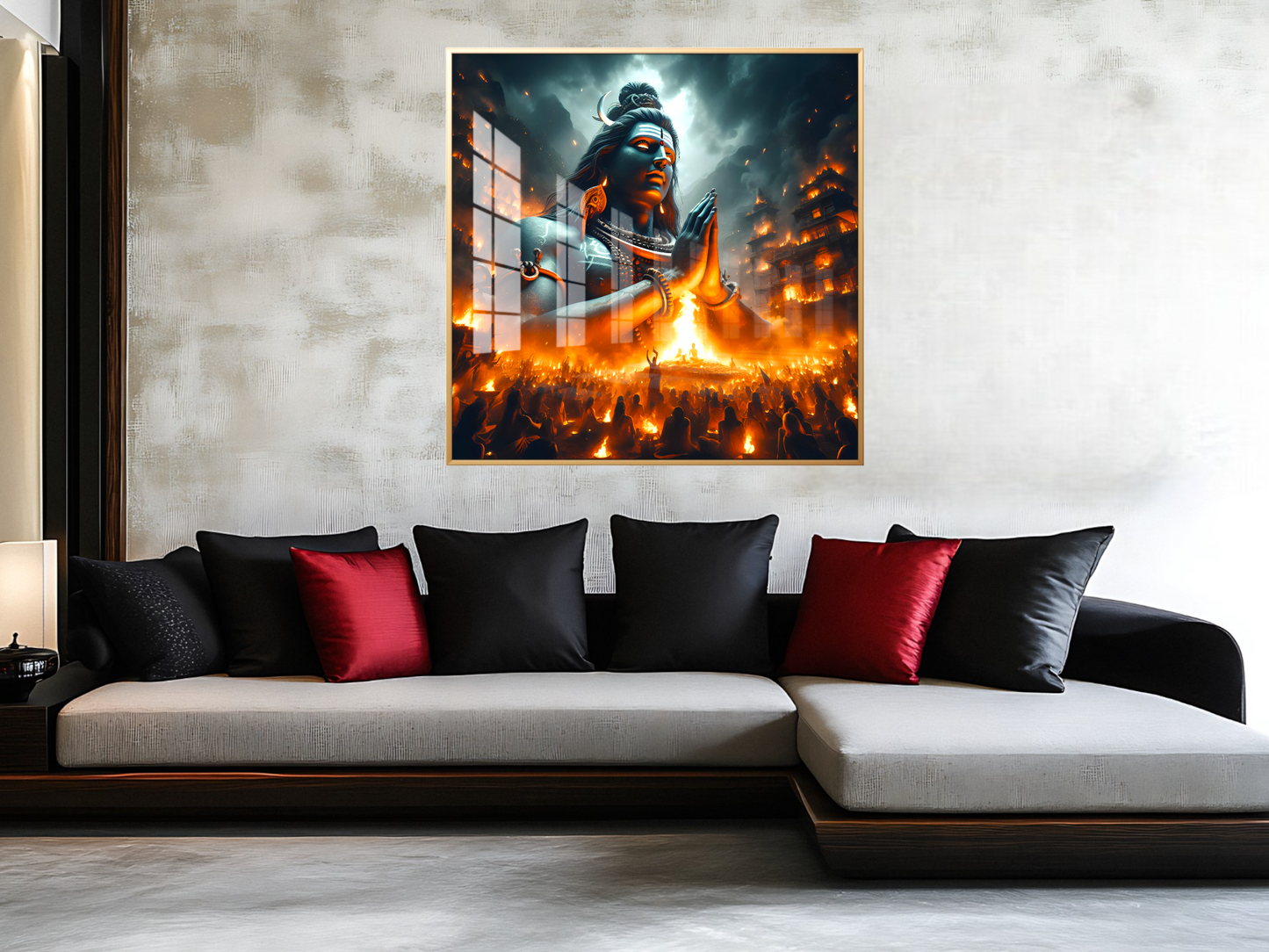 Lord Shiva Amongst Blazing Flames Premium Acrylic Wall Art