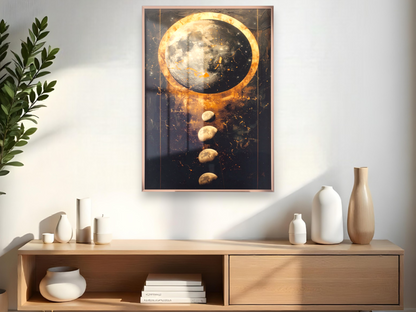 World With Moon and Earth Wall Art