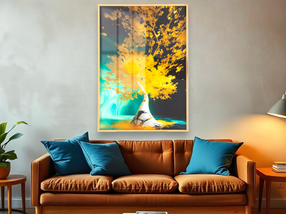 Tree Swimming On Water With Golden Leaves Wall Art