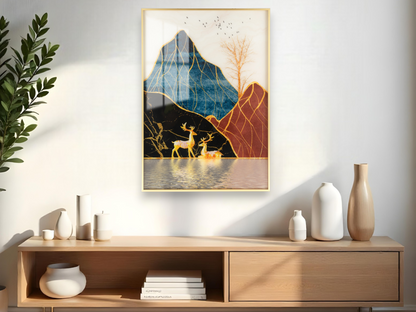 Abstract Golden Line Peak Art Hanging Painting Wall Art