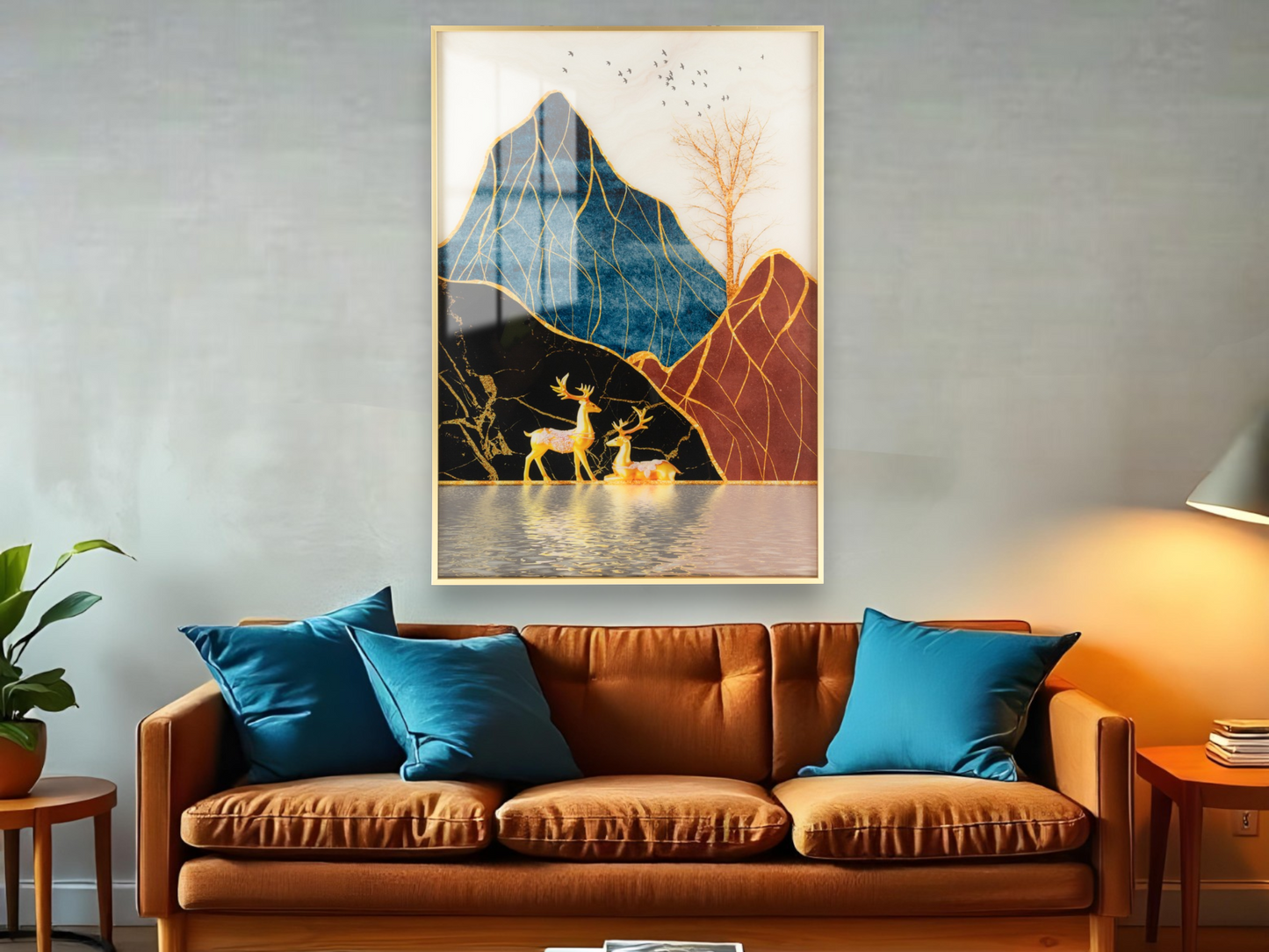 Abstract Golden Line Peak Art Hanging Painting Wall Art