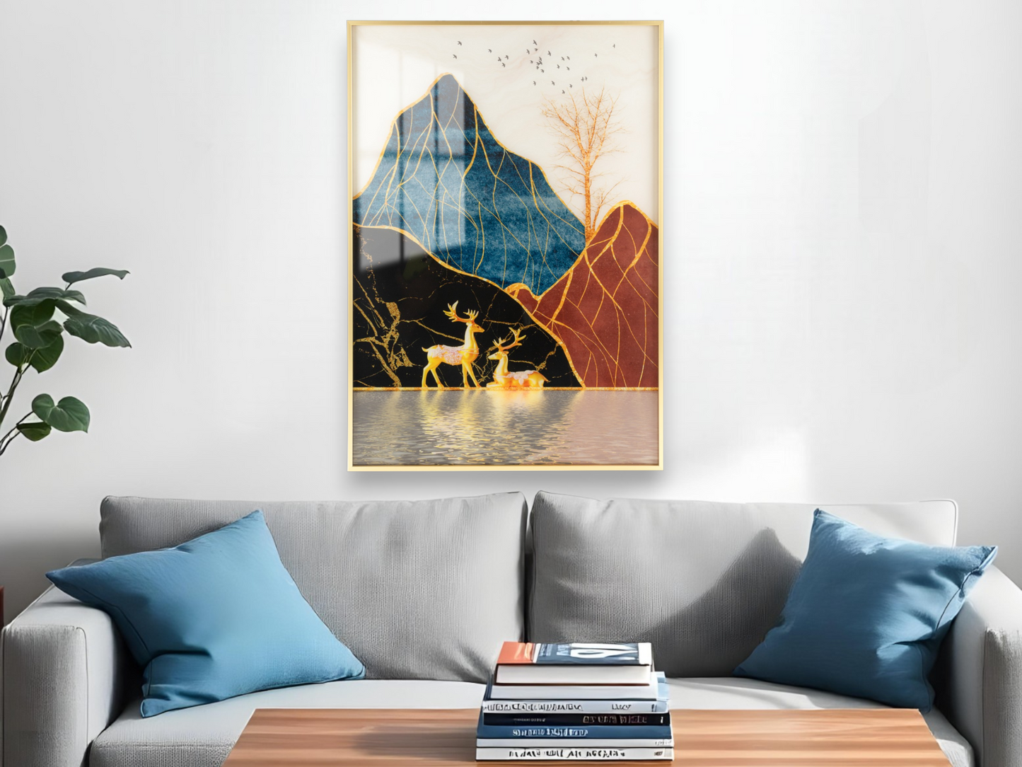 Abstract Golden Line Peak Art Hanging Painting Wall Art