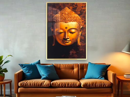 Golden Buddha Against a Shimmering Gold Glitter Background Wall Art