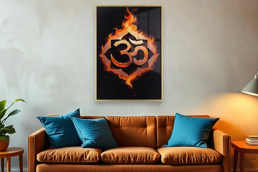 Om Surrounded by Radiant Flames Wall Art