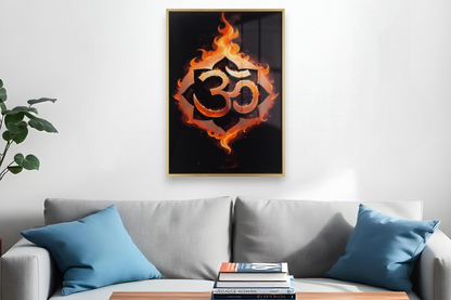 Om Surrounded by Radiant Flames Wall Art