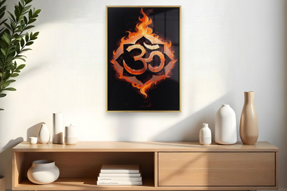 Om Surrounded by Radiant Flames Wall Art